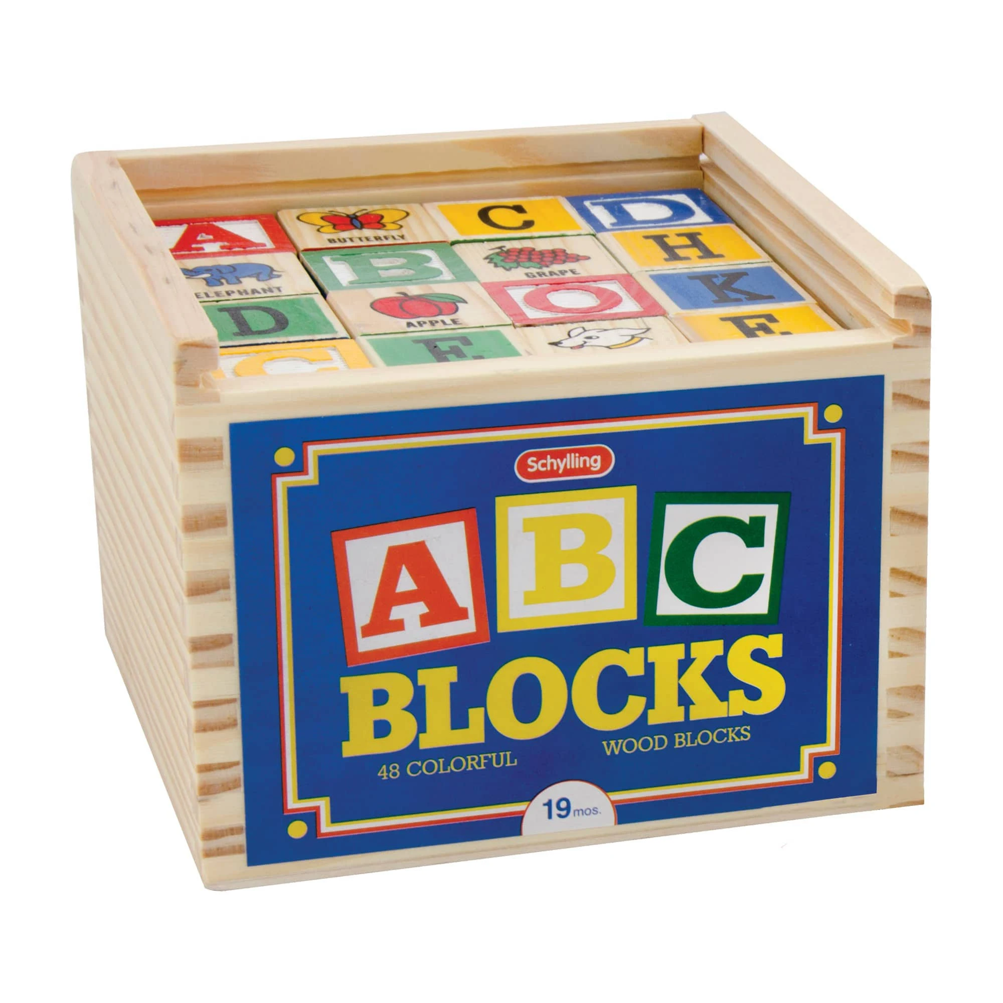 ABC Wooden Alphabet Blocks set of 48 Letters Numbers Pictures Words Schylling AB