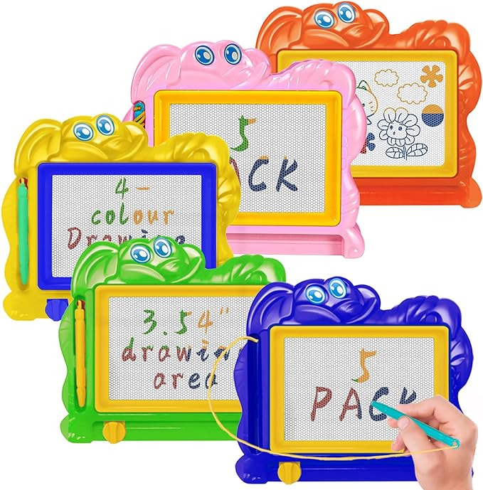 Mini Magnetic Drawing Board for Kids - Travel Size Erasable Doodle Board Set - Small Drawing Painting Sketch Pad - Perfect for Kids Art Supplies & Party Favors,Prizes for Kids Classroom (5 Piece)