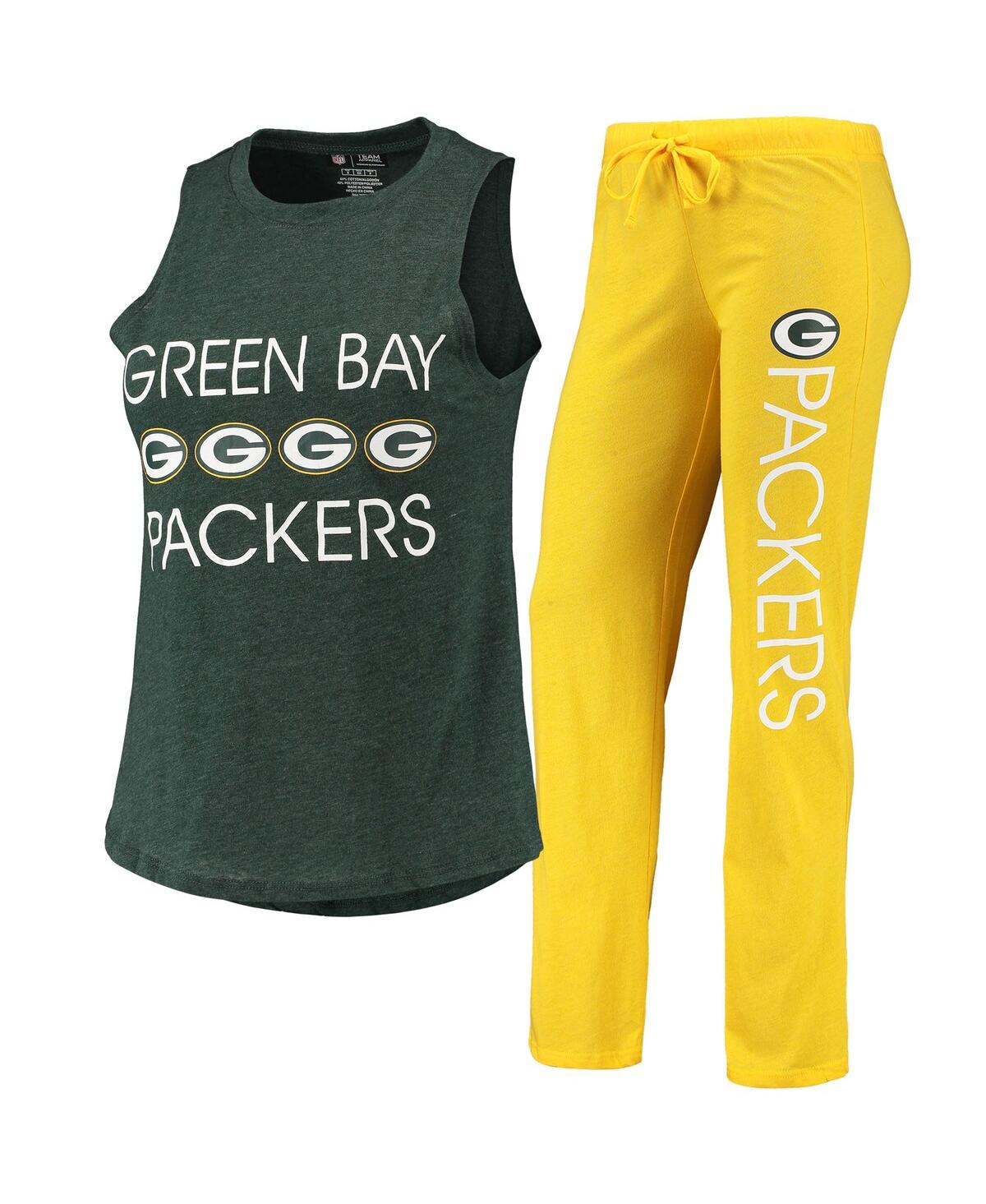 Concepts Sport Women's Green/Gold Green Bay Packers Muscle Tank Top & Pants Lounge Set