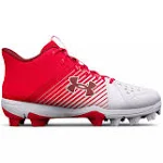 Under Armour UA Leadoff Mid RM Jr. Baseball Cleat - Red/White 3