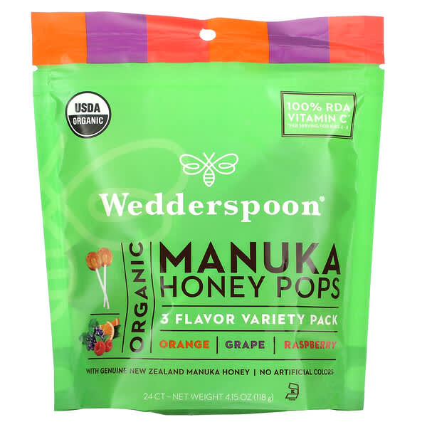 Wedderspoon Organic Manuka Honey Pops - Variety Pack