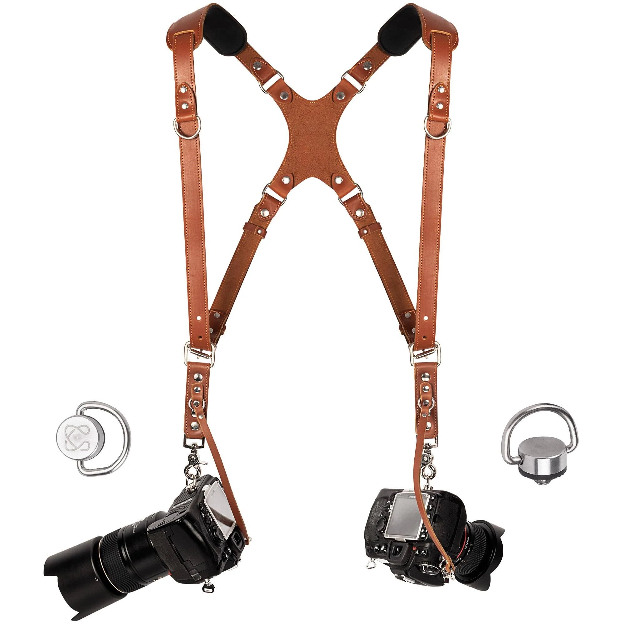 Slim Coiro Camera Accessories Dual Harness Two Cameras - Shoulder Leather Strap