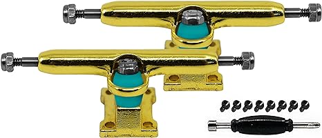 Fingerboard Prodigy Pro Trucks with Upgraded Tuning, Gold - 34mm Width - Teak