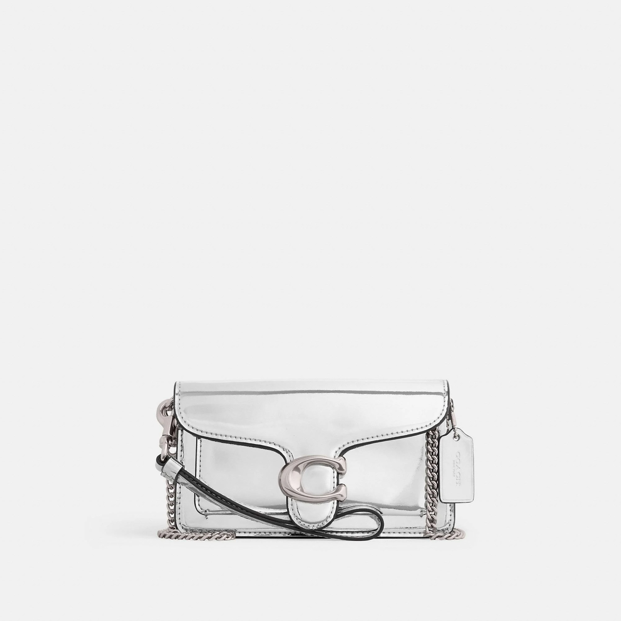 Coach Tabby Metallic Leather Crossbody Wristlet - Silver