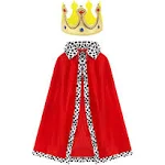 Simple Polymer King Robe Halloween Costume Medieval Prince King Costume Cape(Cape&Crown)