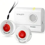 SYNLETT Caregiver Pager Wireless Call Buttons for Elderly Monitoring SOS Alert System Portable Alarm for Nurse Call Seniors Patients Emergency Home