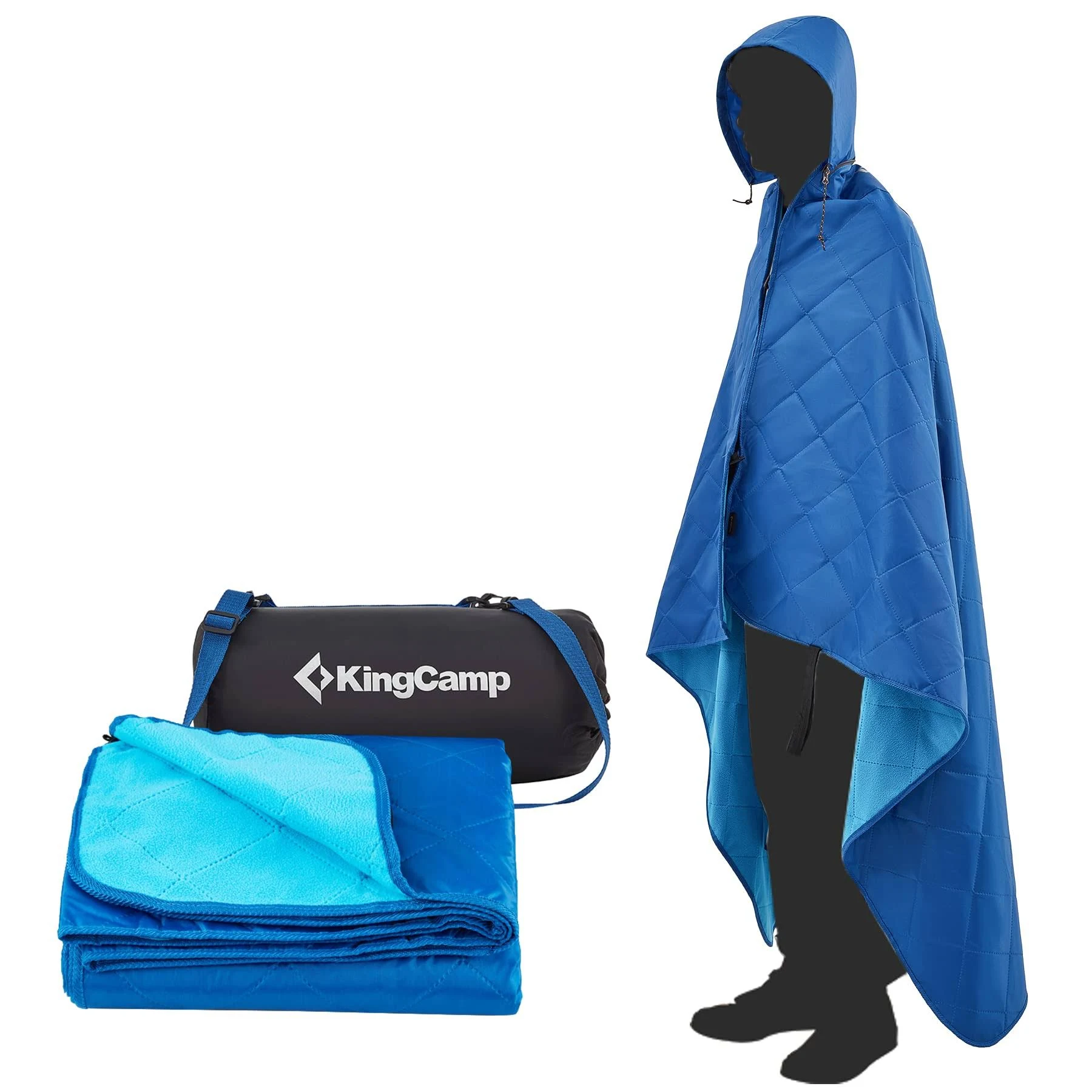 KingCamp Hooded Stadium Blanket Waterproof Camping Blanket Windproof Fleece ...