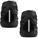 LAMA 2pcs Waterproof Rain Cover for Backpack, Reflective Rainproof Protector for Anti-dust and Anti-Theft M 30L-40L Black