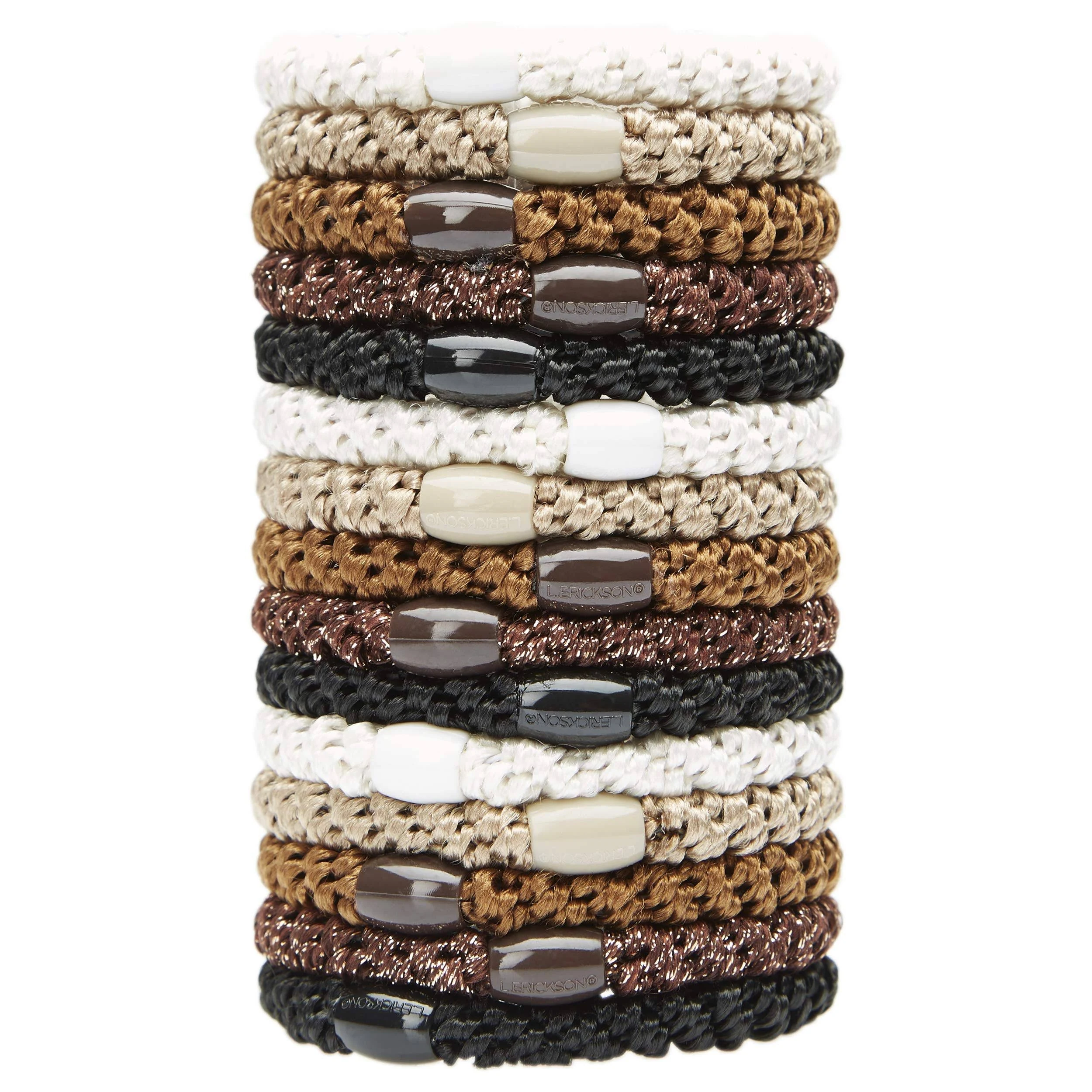 Grab & Go Ponytail Holder, Daily Neutral, Set of Fifteen - Exceptionally Secure with Gentle Hold