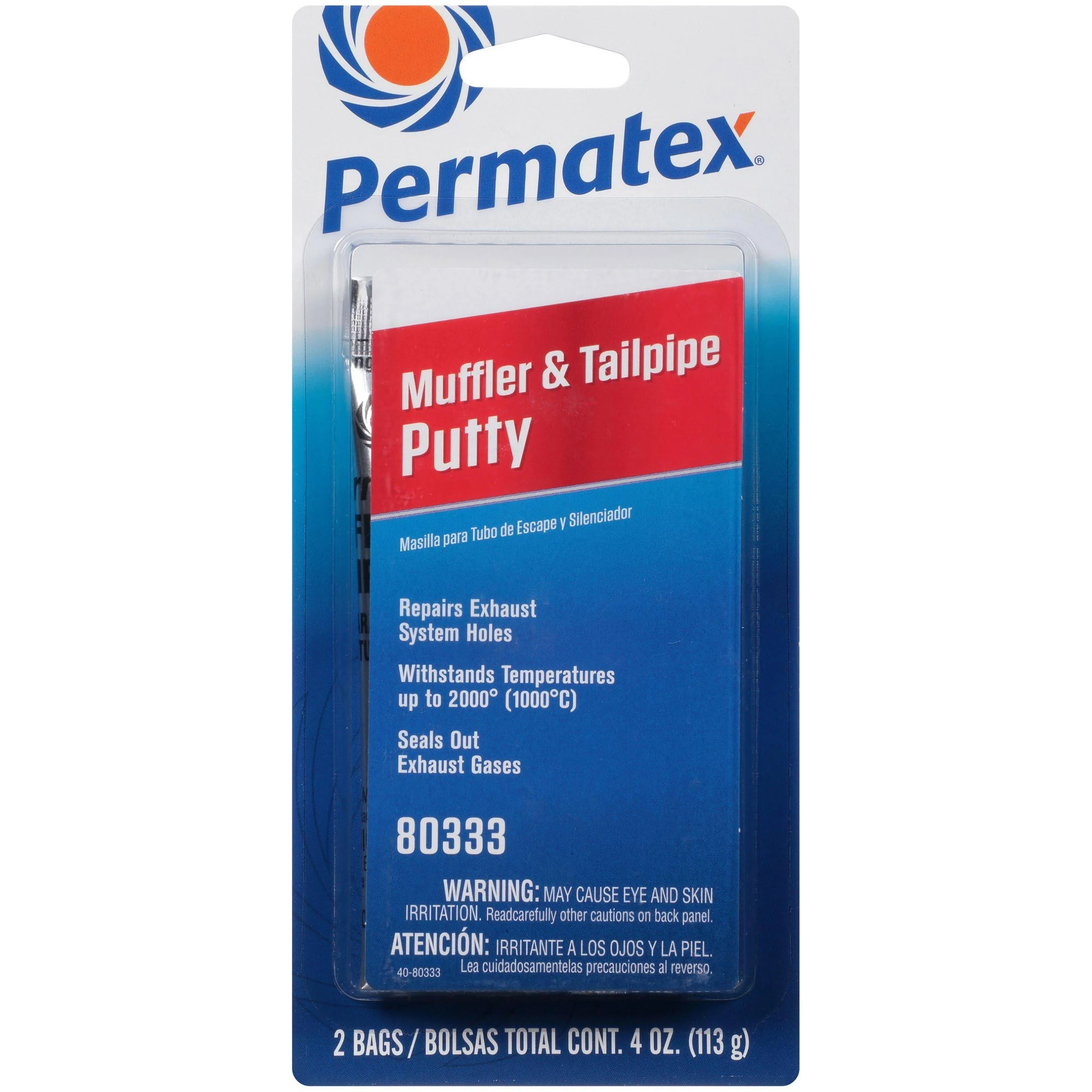 Permatex Muffler &amp; Tailpipe Putty, 2 x 2 oz pouches, carded, Each