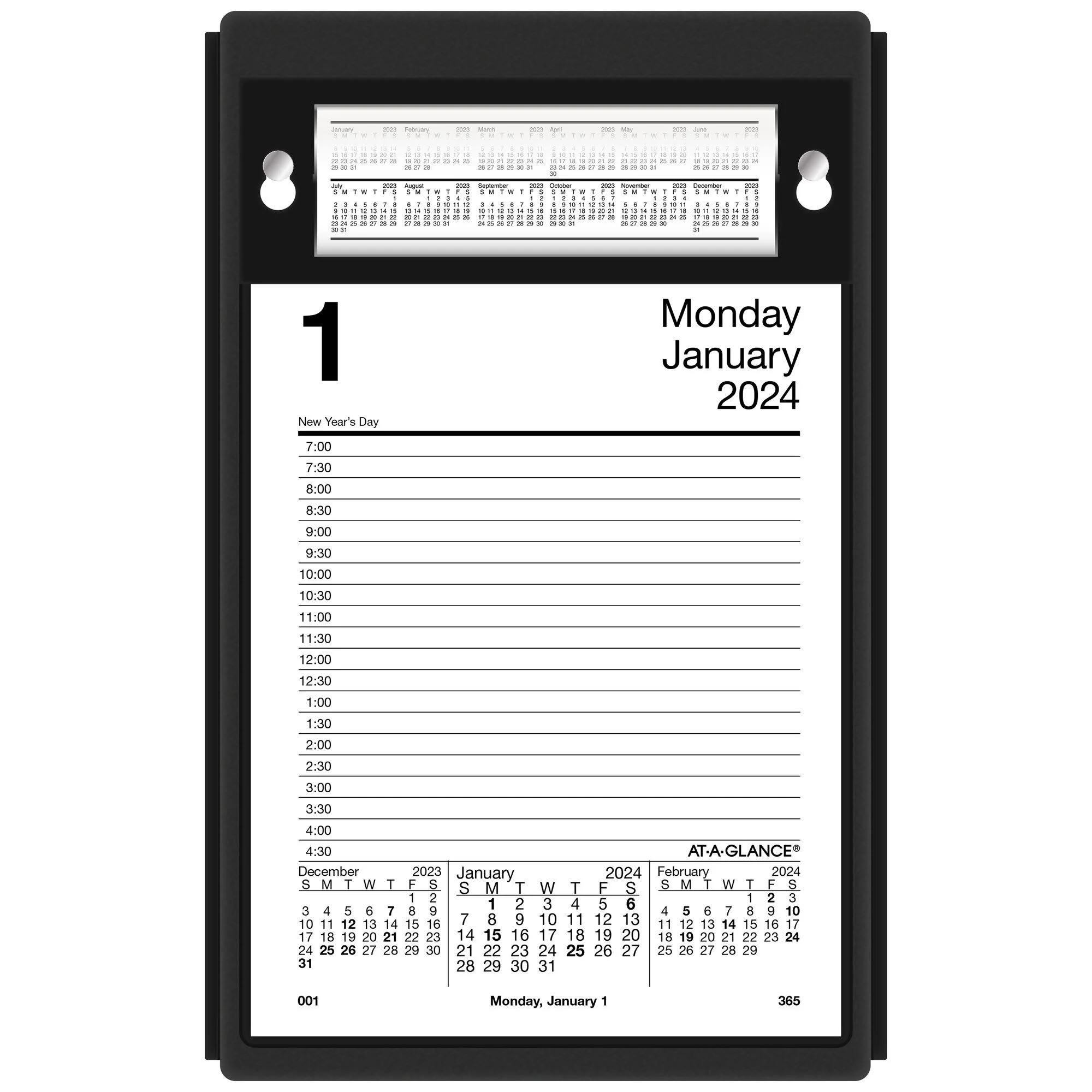 2024 AT-A-GLANCE Style 8&#034; x 5&#034; Daily Desk Pad Calendar Refill White/Black