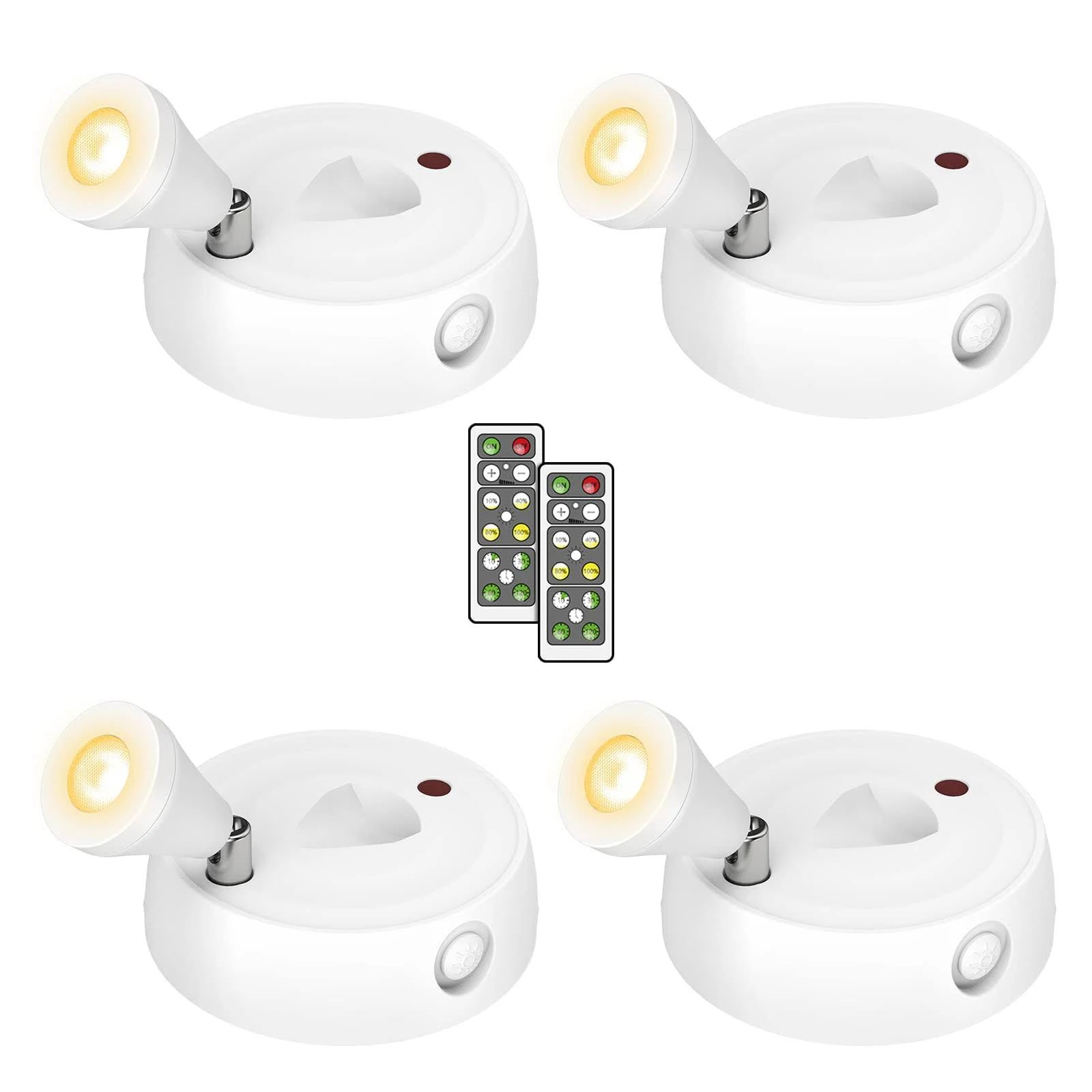 4 Pack Wireless Spotlight LED Accent Lights Battery Operated Dimmable Puck Light