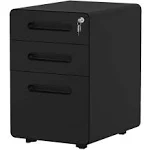 YITAHOME 3-Drawer Rolling File Cabinet, Metal Mobile File Cabinet with Lock, Filing Cabinet Under Desk fits Legal/A4 Size for Home/Office, Fully Assembled-Black