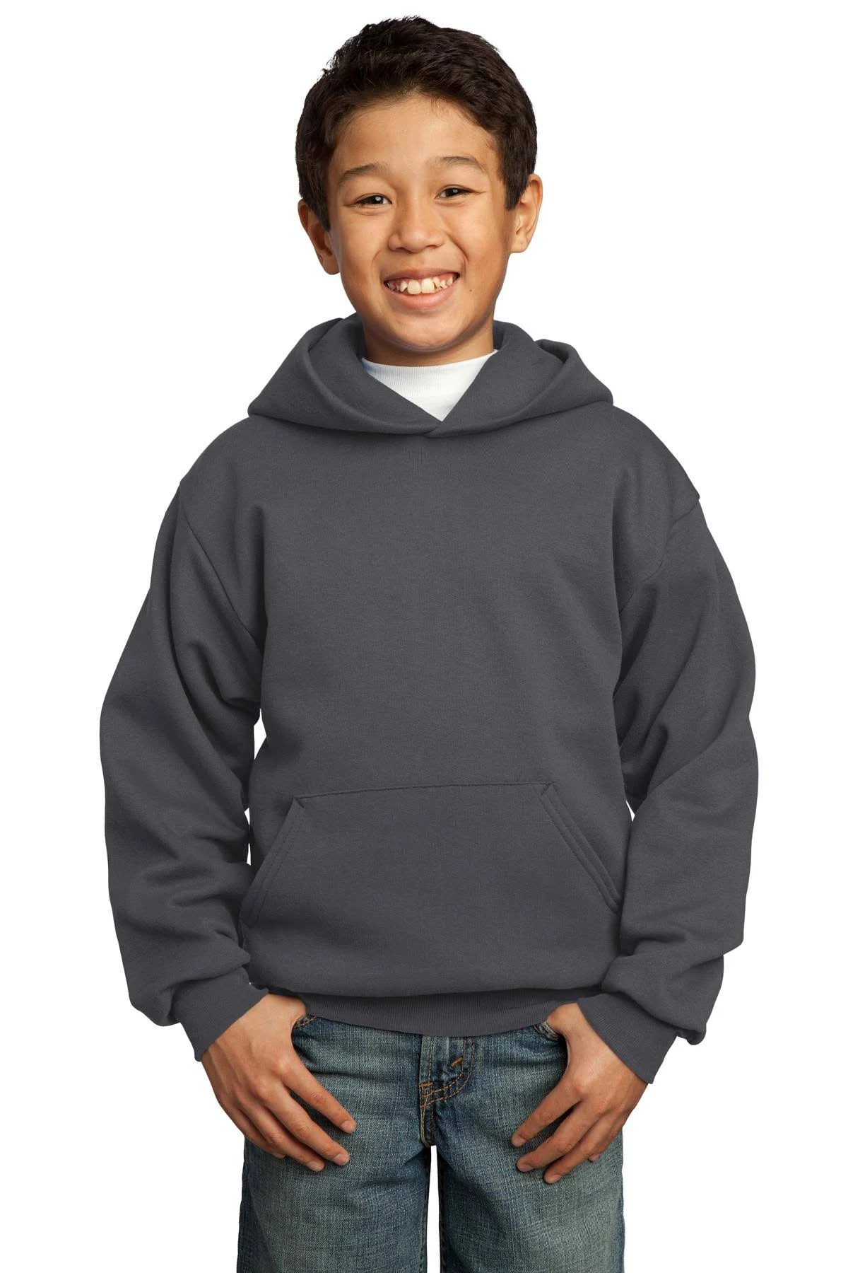 Port & Company PC90YH Youth Core Fleece Pullover Hooded Sweatshirt - Charcoal - XS