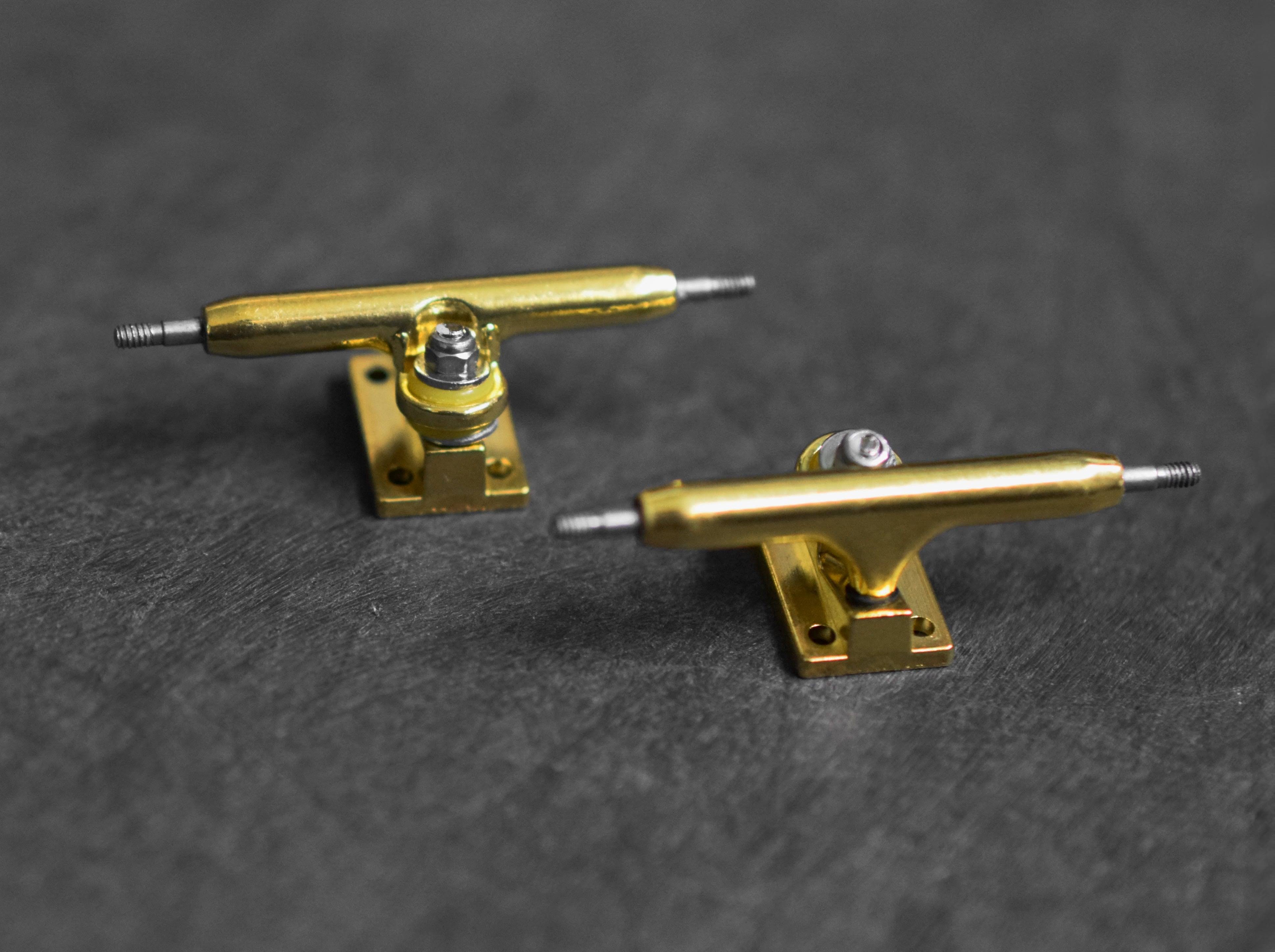 Fingerboard Prodigy Pro Trucks with Upgraded Tuning, Gold - 34mm Width - Teak