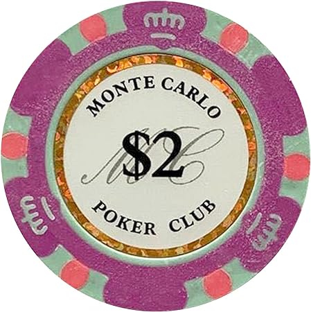 NEW 100 Light Purple $2 Monte Carlo Smooth 14 Gram Clay Poker Chips - Exclusive 