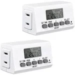 BN-LINK Mini Indoor Easy Set Daily 24-Hour Digital Outlet Timer 2-Prong 2 Pack