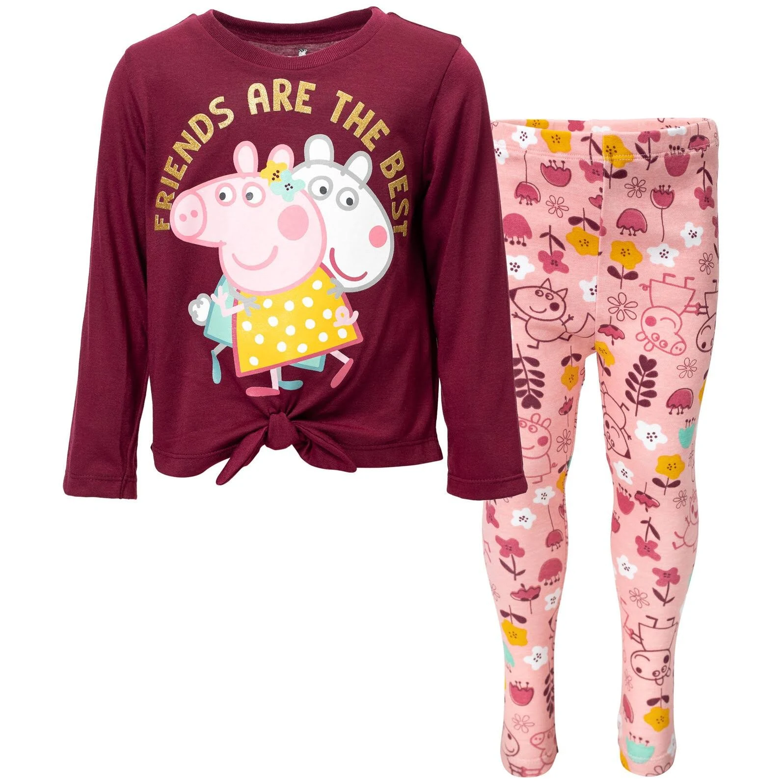 Peppa Pig Toddler Girls Pullover T-Shirt and Leggings Outfit Set Toddler to Little Kid