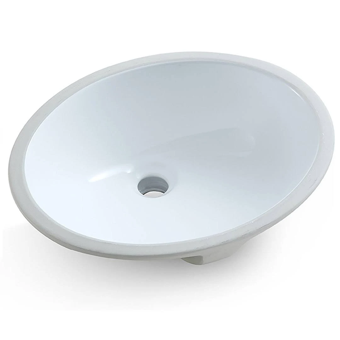 MEJE MJ-205K 14.2'' White Ceramic Oval Bathroom Sink with Overflow