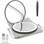 Compact Mirror with LED Light1x/10x Magnifying Rechargeable Mirror3.5in Pocke...