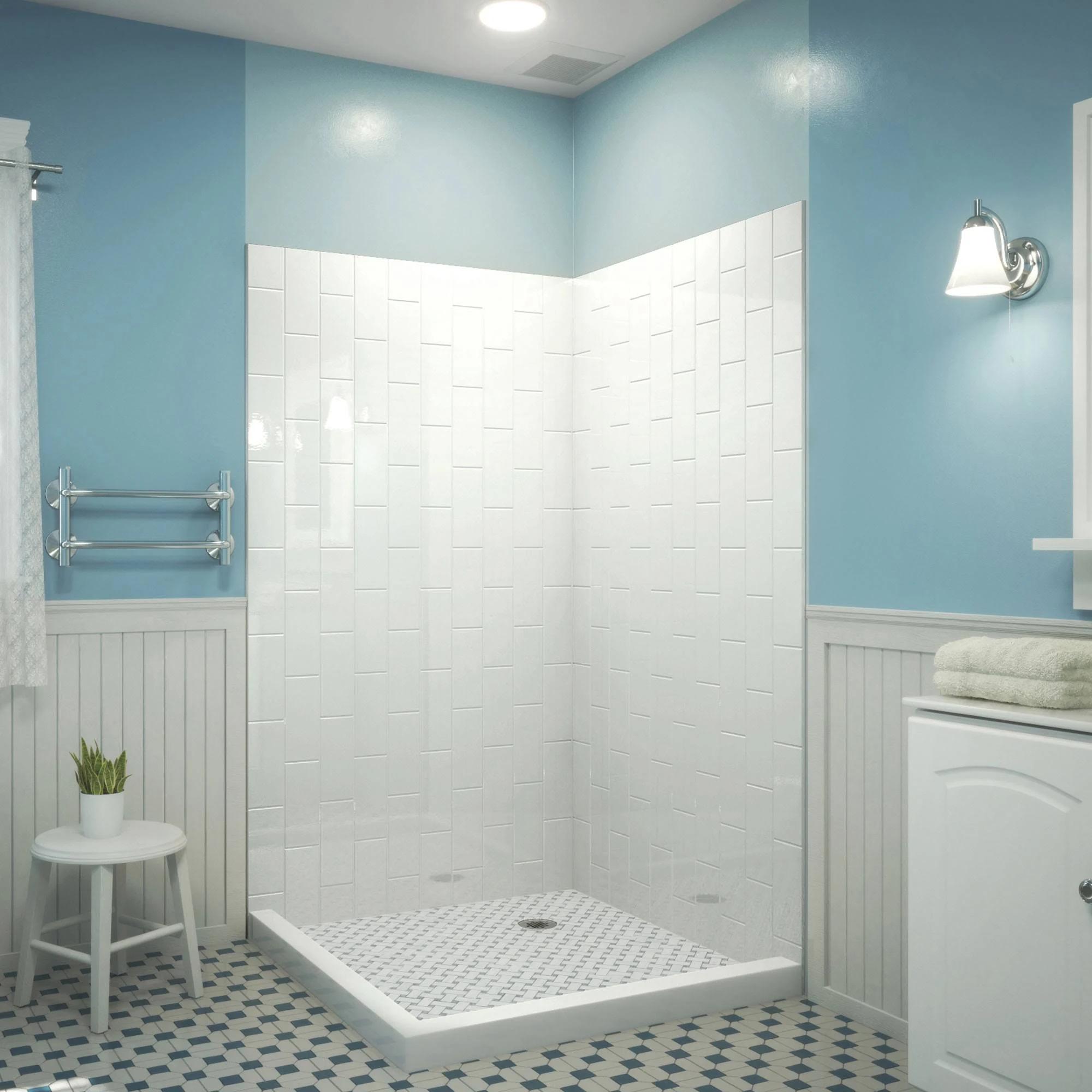 DreamLine QWALL-VS 41-1/2"Wx41-1/2"Dx76"H Acrylic Corner Backwall Kit in Biscuit, 41-1/2" W x 41-1/2" D x 76" - Contemporary - Shower Stalls And Kits - by Kolibri Decor | Houzz