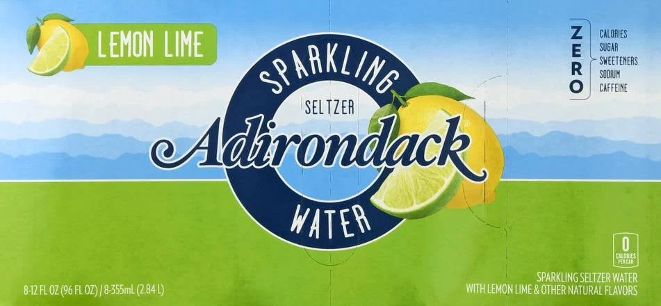 Adirondack Beverages Lemon Lime Seltzer Water 8 Pack, 12 FZ