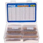 1000 Pcs 25 Values Resistor Kit 1 Ohm-1M Ohm with 5% 1/2W Carbon Film Resistors 