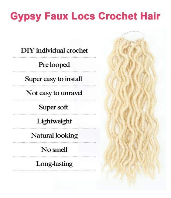 Short Gypsy Locs Crochet Faux Locs 12 Inch 8 Packs/Lot Goddess Faux Locs Crochet Hair Natural Looking Pre-Looped Kanekalon Synthetic Crochet Braids Hair Extensions (12inch,Blonde613#)