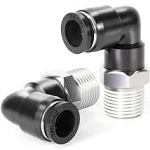 TAILONZ PNEUMATIC Male Elbow 1/4 Inch Tube OD x NPT Thread 90 Push to Connect Fittings PL-5/16-N3