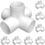 3/4&#034; 5-Way PVC Cross Fitting, White (8-PK) FORMUFIT Furniture Grade, Made in US