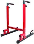 Balancefrom Multi-function Dip Stand Dip Station Dip Bar with Improved Structure Design, 500-Pound Capacity, Red