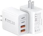 40W USB C Charger Cube, 2-Pack Wall Plug Fast Charging Block, 4-Port PD+QC Power Adapter Multiport Brick Type C Box for iPhone 14/13/12/11/Pro Max/XS/