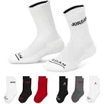 Jordan Boys 6-Pk. Crew Socks, Black, White, Red, 2