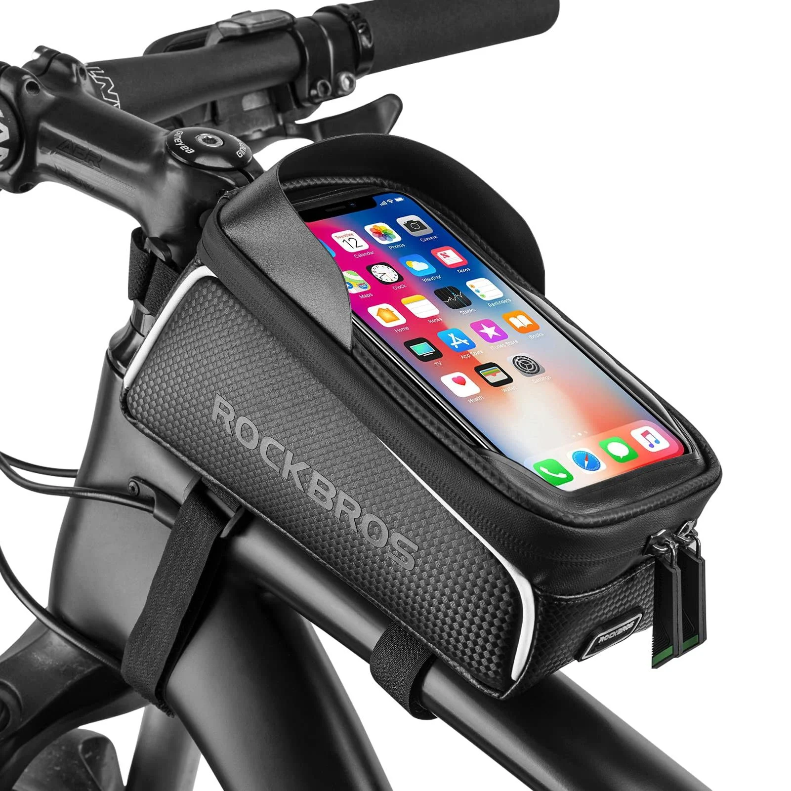 ROCKBROS Bike Phone Front Frame Bag Bicycle Bag Waterproof Bike Phone Mount Top Tube Bag Bike Phone Case Holder Accessories Cycling Pouch Compatible