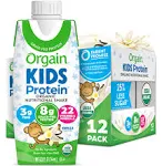 Orgain Healthy Kids Organic Nutritional Shake, Vanilla - 12 pack, 8.25 fl oz cartons