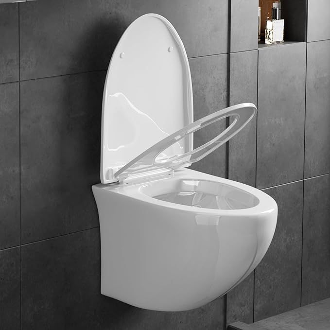 Superflo WHT-2 Wall Hung Toilet with Dual Flush, Compact Round Wall Mounted ...