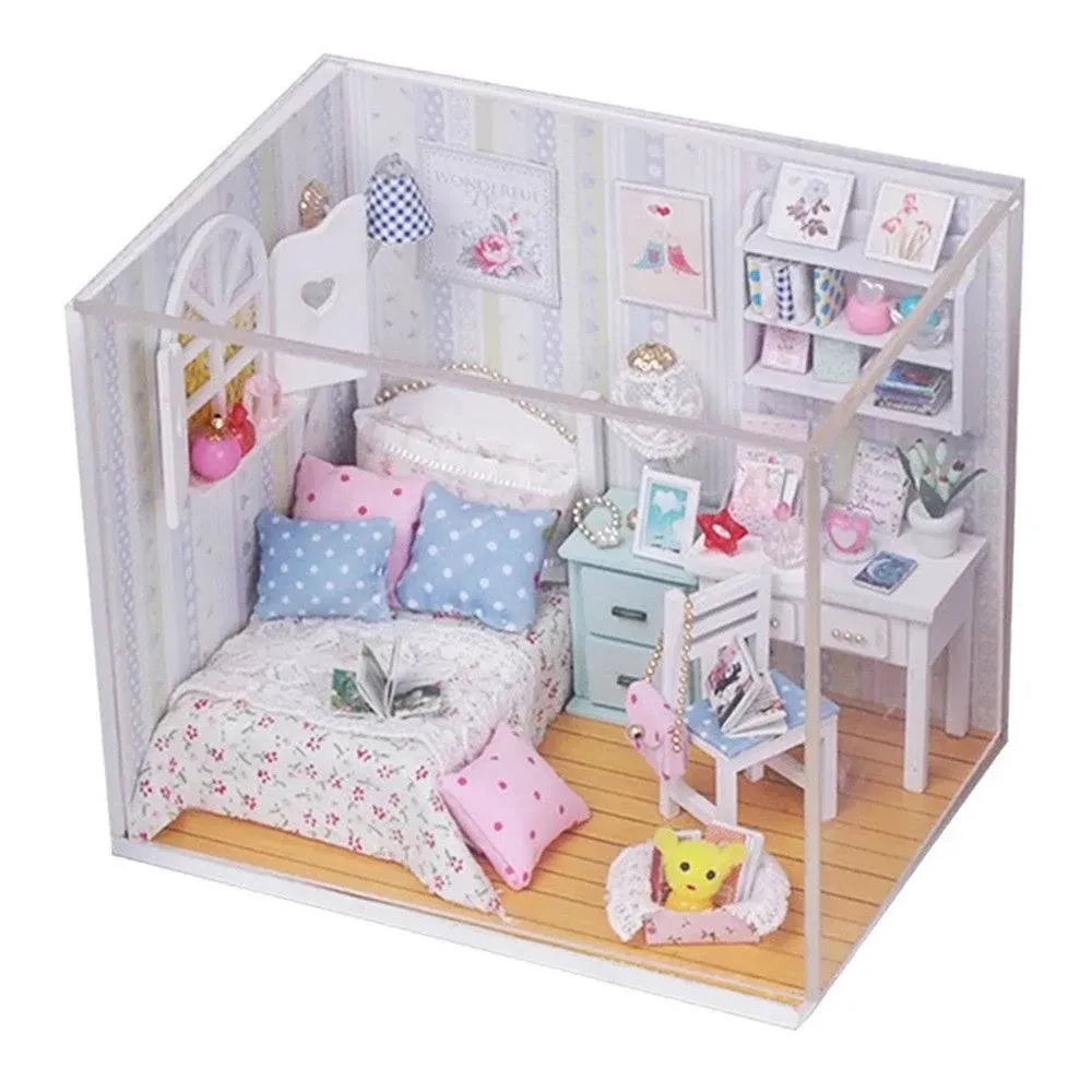 Flever Dollhouse Miniature DIY House Kit Creative Room with Furniture and Cover for Romantic Artwork Gift(Rise and Shine)