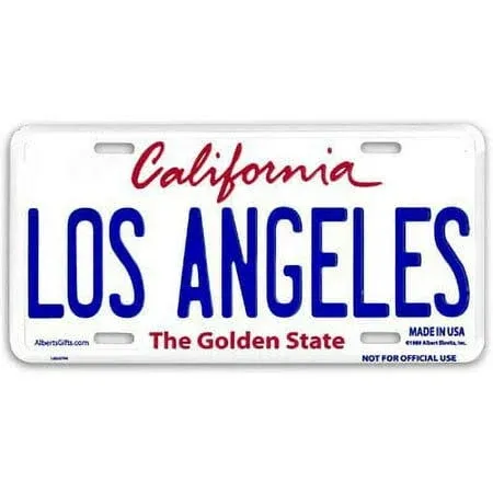 Los Angeles Novelty License Plate Souvenir of California, White