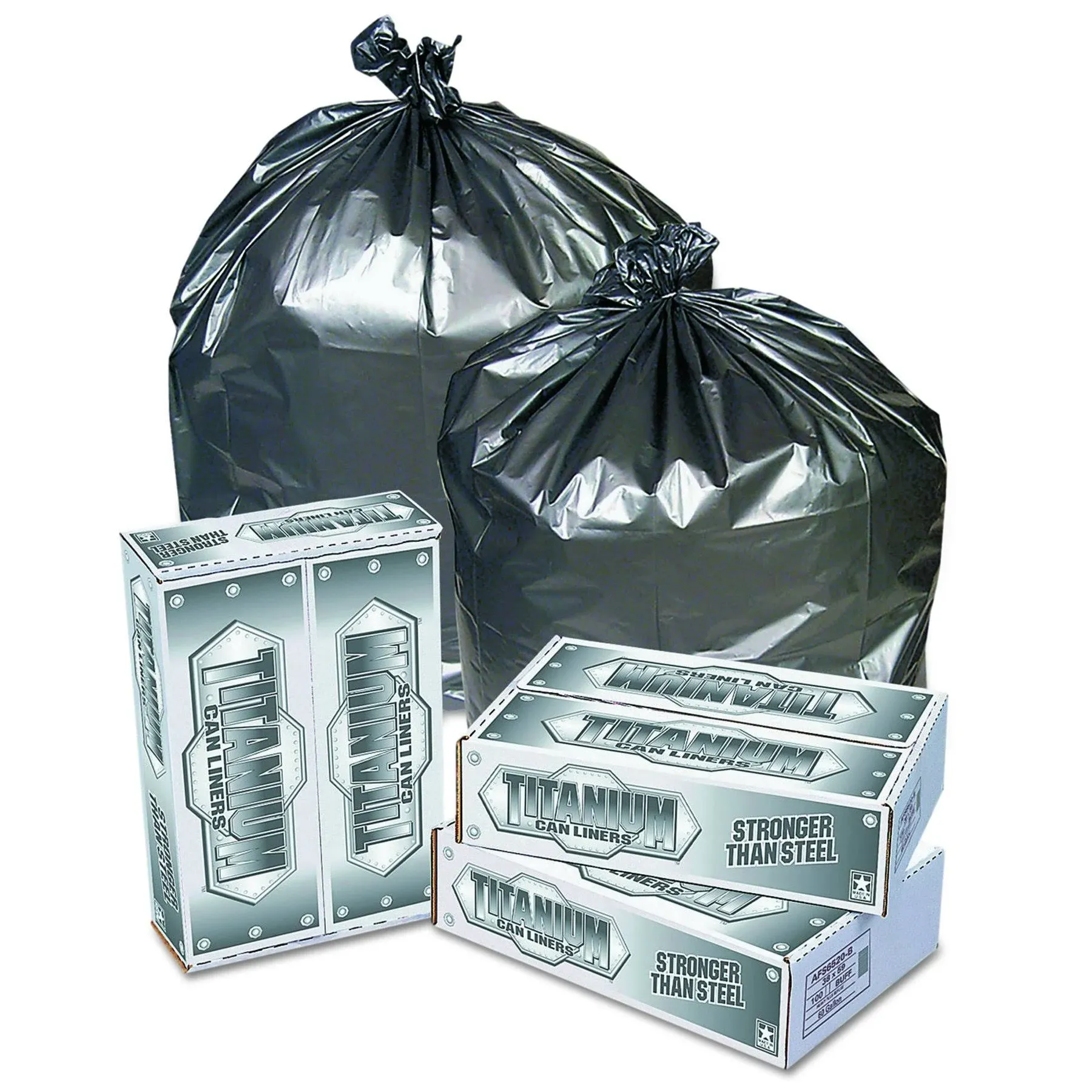 TI3957S Titanium Low-Density Can Liners, 55-60 gal, 1.7 mil, 39 x 57, Silver (Case of 50)