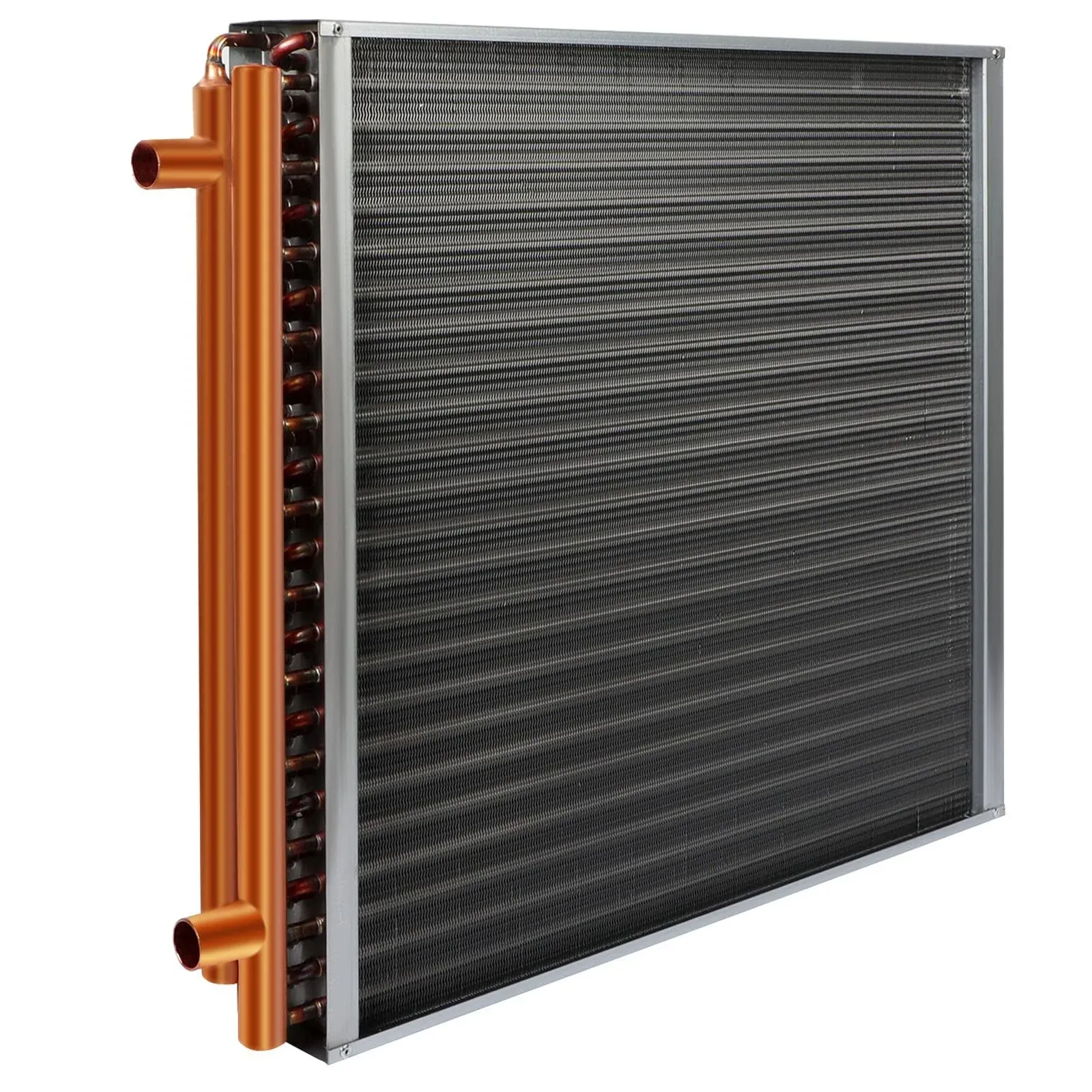 20x20 Heat Exchanger Water To Air, Copper Ports for Outdoor Wood Furnaces, Residential Heating and Cooling, and Forced Air Heating