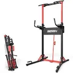 ONETWOFIT Power Tower Pull Up Bar Station, Multi-Function Adjustable Height Foldable Dip Station for Home Gym Workout, Heavy Duty Strength Training Fitness Equipment, Pull Up Stand