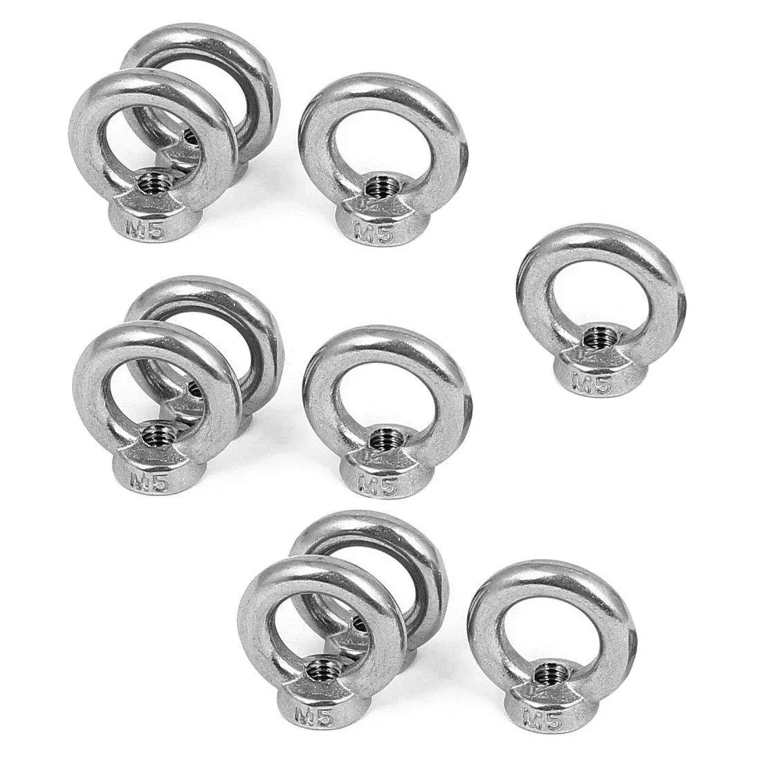 10 PCS 304 Stainless Steel M5 Thread Dia Ring Shape Eyed Bolt Lifting Eye Nut Fastener