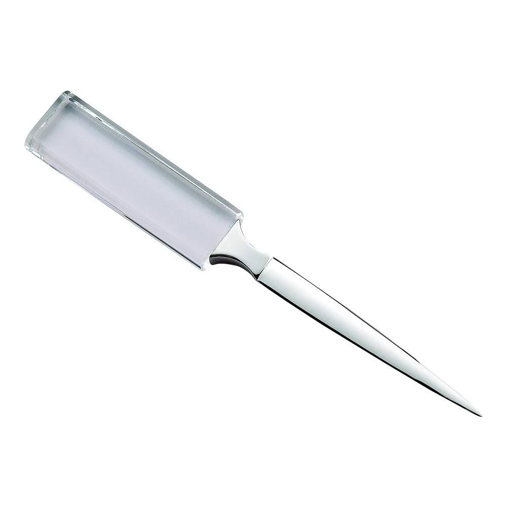 Optic Crystal Letter Opener, Nickel Plated Blade, 8.5" Long, Gift Box Included