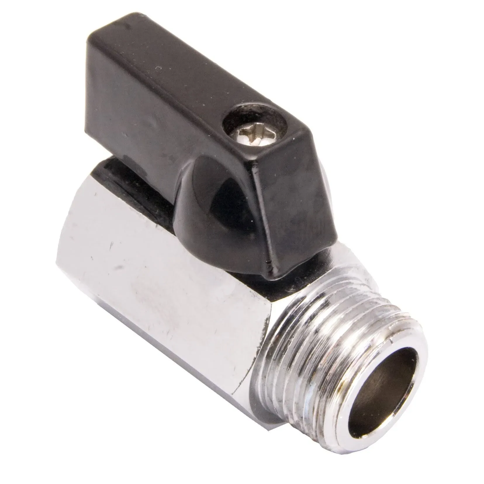 3/8" Mini Brass Ball Valve - Chrome Plated Female x Male NPT