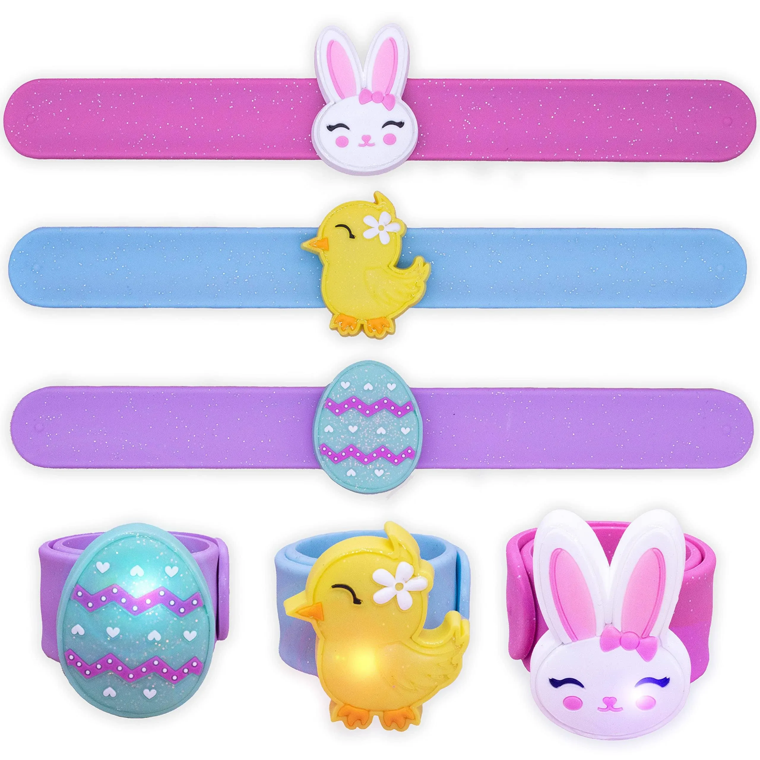 Frog Sac 3 Light Up Slap Bracelets for Kids, LED Glow Snap Bracelet Wrist Bands ...