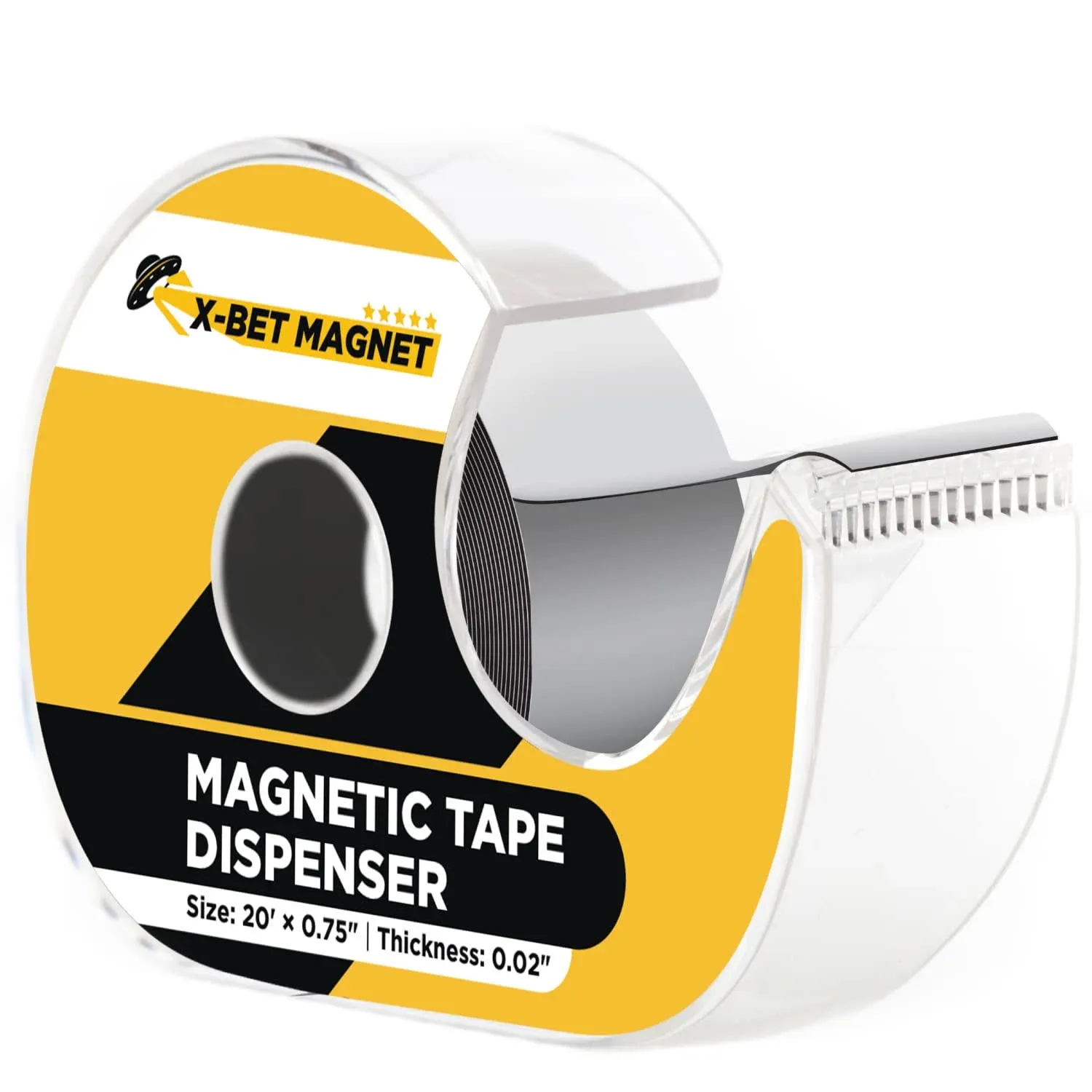 X-bet MAGNET - Magnetic Tape Dispenser - Magnetic Strips with Adhesive Backing (20 Feet x 0.75 Inches) - Magnetic Tape Roll