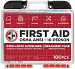 Be Smart Get Prepared 100Pc First Aid Kit Exceeds OSHA Ansi Standards for 10