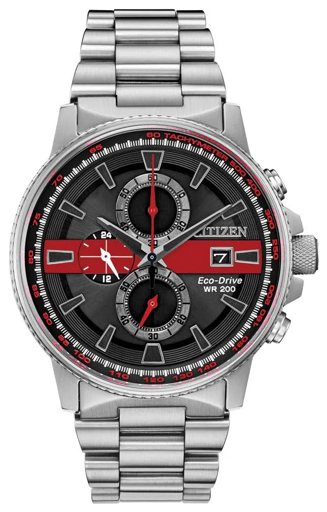 Citizen Men's Thin Red Line Watch Chronograph 200M WR Eco Drive CA0299-57E