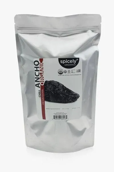 Spicely Organic Chili Ancho Ground 1 Lb Bag Certified Gluten Free