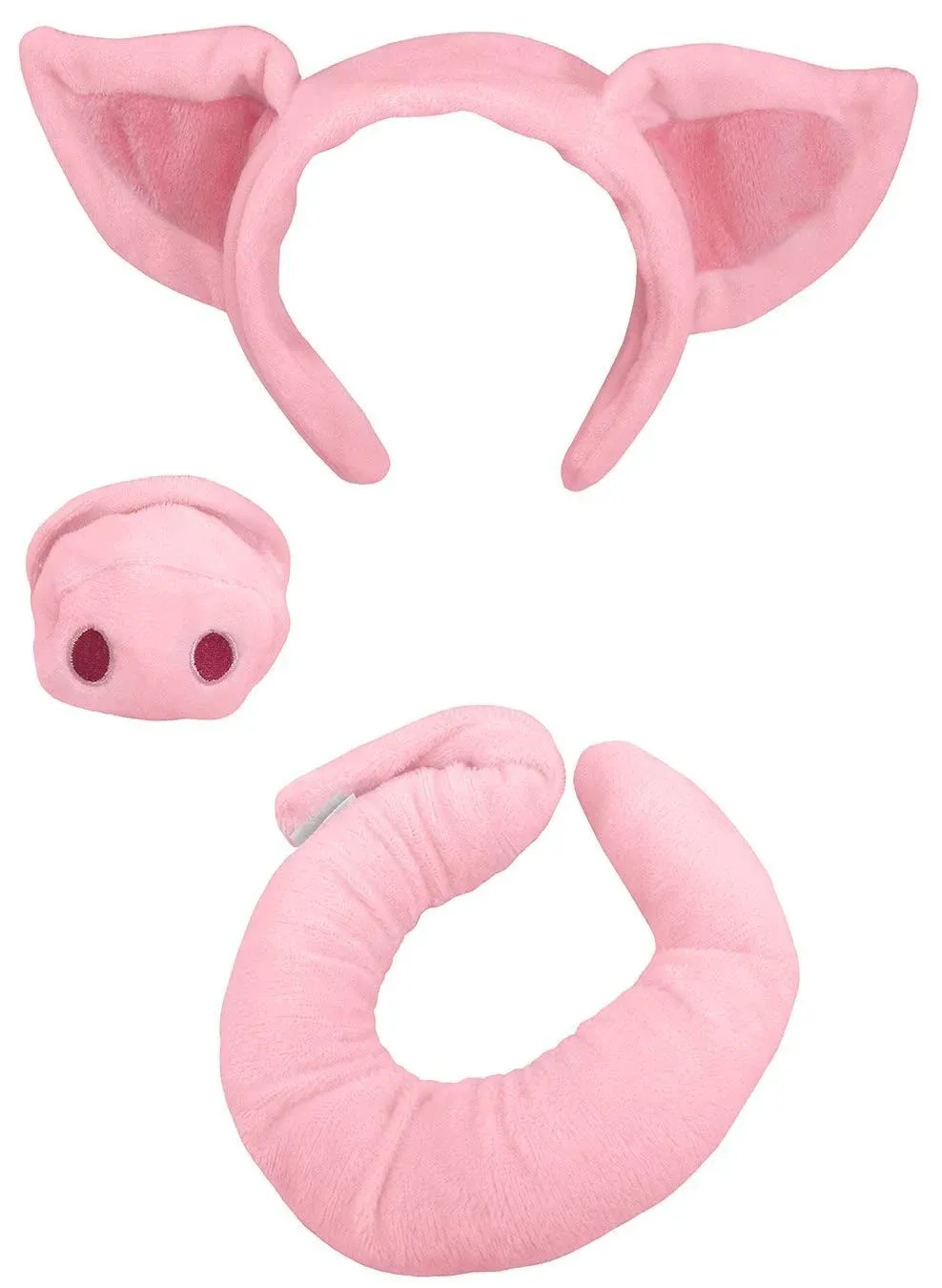 Nicky Bigs Novelties Unisex Adult Pig Ears Headband Nose and Tail Accessory Set, Pink, One Size